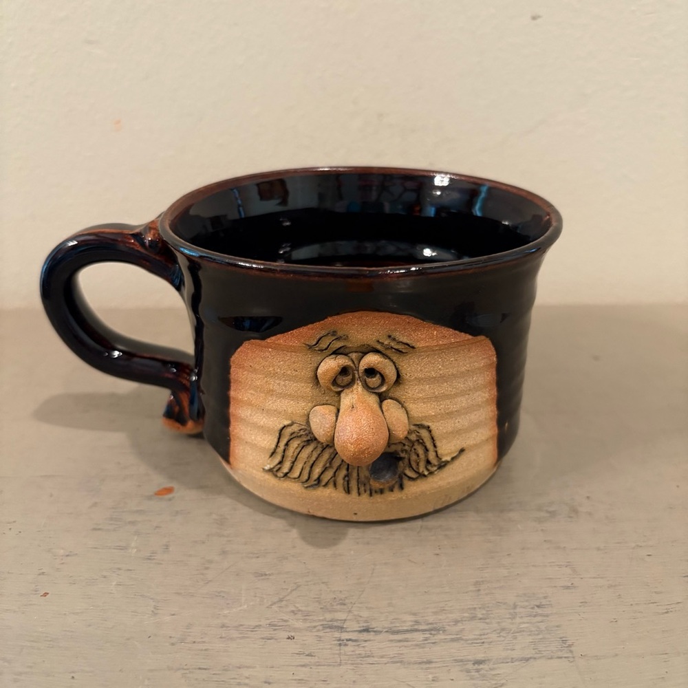VTG 1974 Peter Petrie Ugly Face Folk Art Pottery Mug